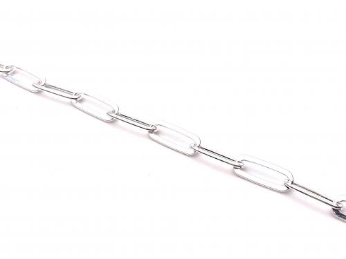 Silver Paperclip T-Bar Bracelet 8 Inch