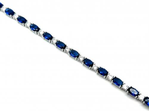 Silver Blue & White CZ Tennis Bracelet