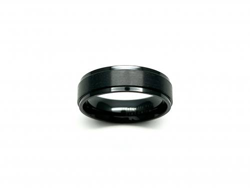 Black Zirconium Brushed Polished Edge Ring 7mm