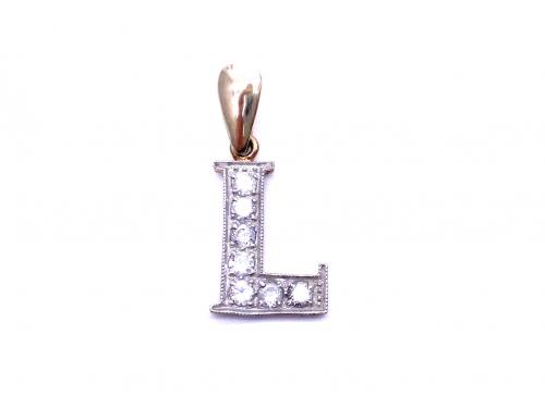 9ct Yellow Gold CZ Initial 'L' Pendant