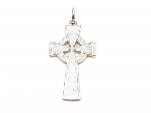 Silver Large Patterened Celtic Cross Pendant