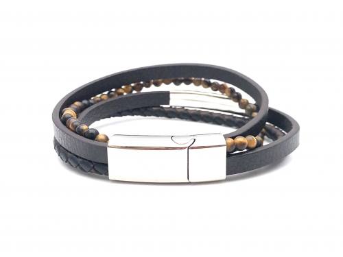 Brown Leather & Tigerseye Bracelet