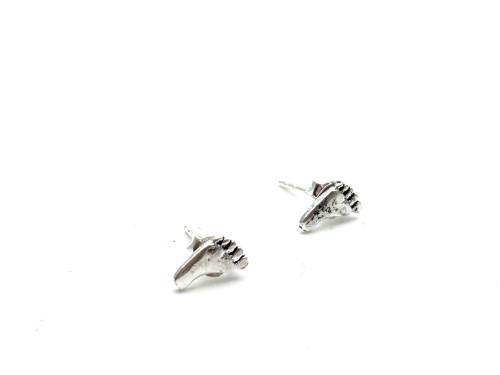 Silver Footprint Stud Earrings