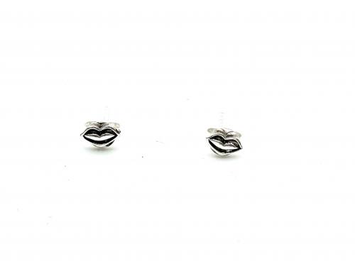 Silver Lips Stud Earrings