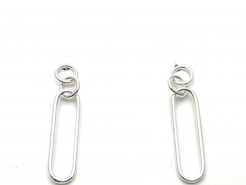 Silver Paperclip Drop Earrings