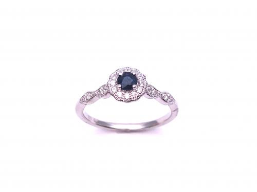 Silver Sapphire & CZ Cluster Ring