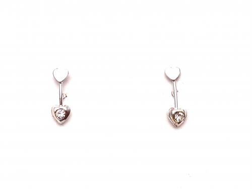 Silver CZ Set Heart Arrow Stud Earrings