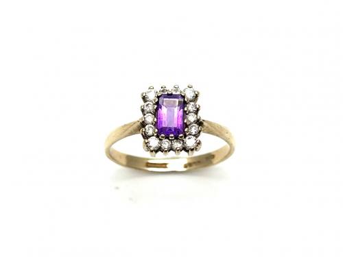 9ct Amethyst & CZ Cluster Ring