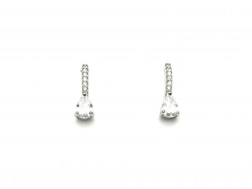 Silver CZ Teardrop Stud Earrings