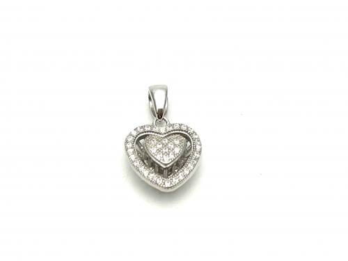 Silver CZ Heart Pendant