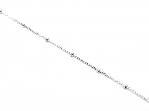 Silver Bead & Rolo Link Anklet 10 Inch