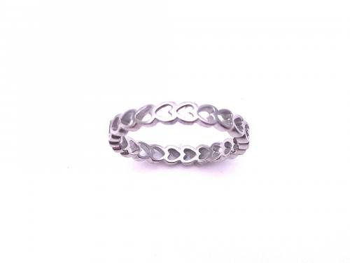 Silver Cut Out Hearts Band Ring