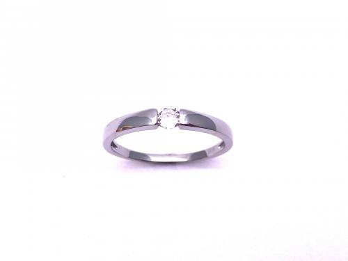 Silver CZ Solitaire Band Ring