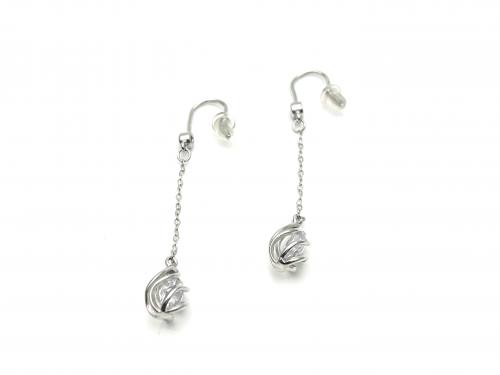 Silver CZ Fancy Drop Hook Earrings