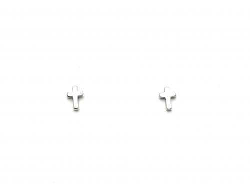 Silver Plain Cross Stud Earrings