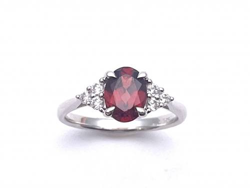 Silver Garnet and CZ Ring
