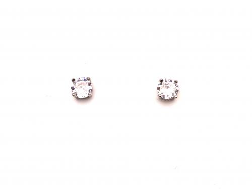 Silver CZ Solitaire Stud Earrings 5mm