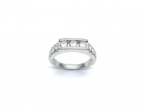 Silver Childs CZ 3 Stone Ring