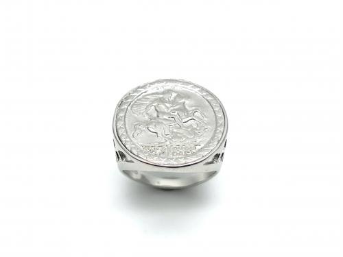 Silver St George Basket Coin Ring
