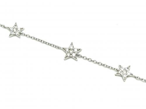Silver CZ Triple Star Bracelet