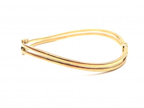 9ct Yellow Gold Double Band Wave Bangle