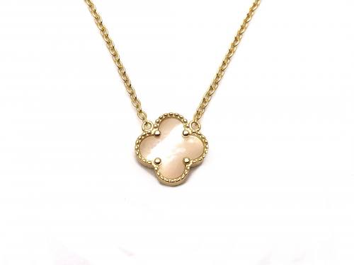 Silver Gold Plated Mother Of Pearl Necklace