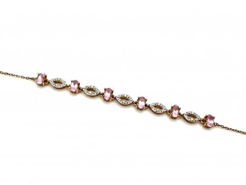 9ct Pink Sapphire & Diamond Bracelet