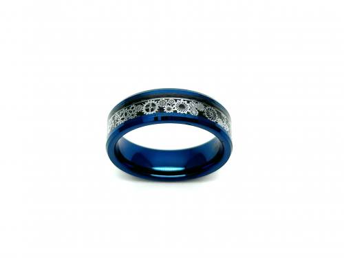 Tungsten Carbide Cogs & Blue IP Plating Ring