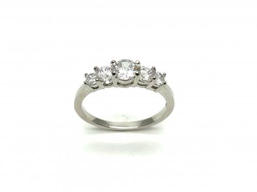 Silver CZ 5 Stone Ring