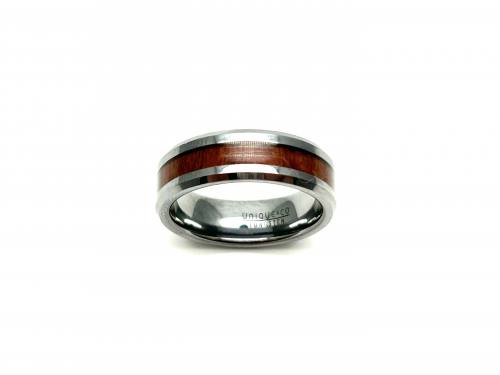 Tungsten Carbide & Wood Inlay Ring