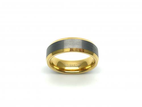 Tungsten Carbide Yellow IP Plating Bevelled Ring