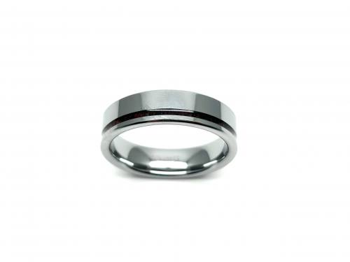 Tungsten Carbide Thin Wood Inlay Ring