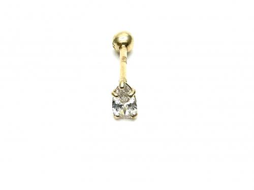9ct Yellow Gold CZ Pear Cartilage Stud Earring