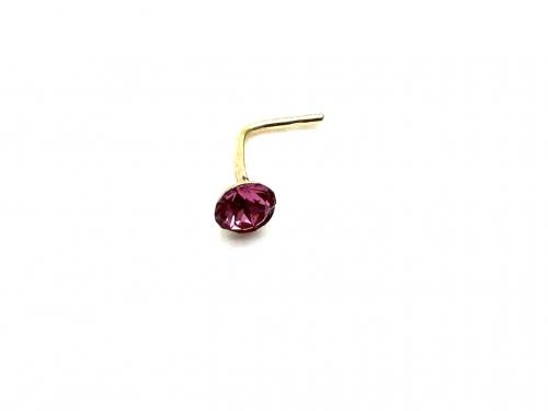 9ct Yellow Gold Pink CZ Nose Stud