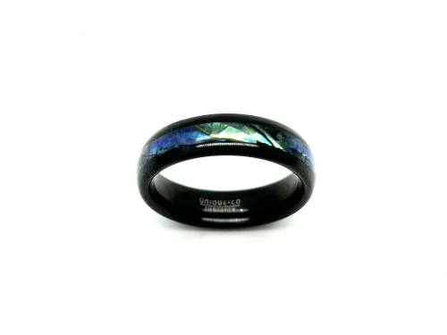 Tungsten Abalone Shell & Black IP Plating Ring