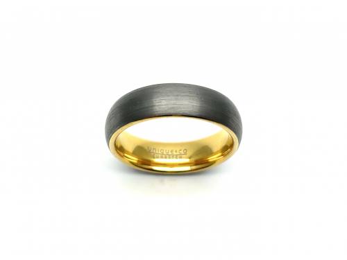 Tungsten Carbide & Yellow IP Plating Wedding Ring