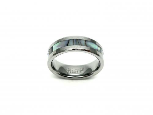 Tungsten Carbide & Abalone Shell Inlay Ring
