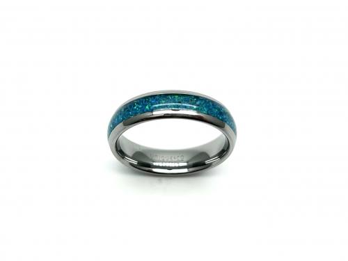 Tungsten Carbide Crushed Created Opal Ring