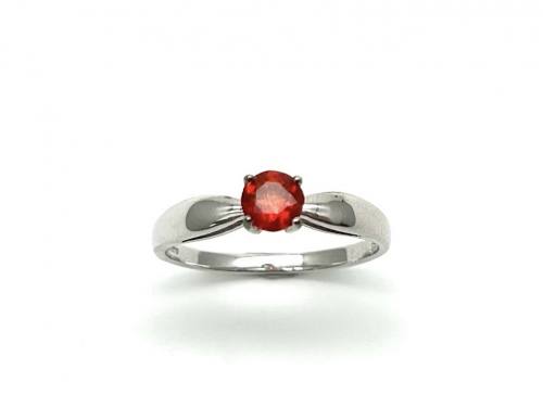 9ct White Gold Fire Opal Solitaire Ring