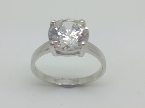 Silver Cz Solitaire Ring