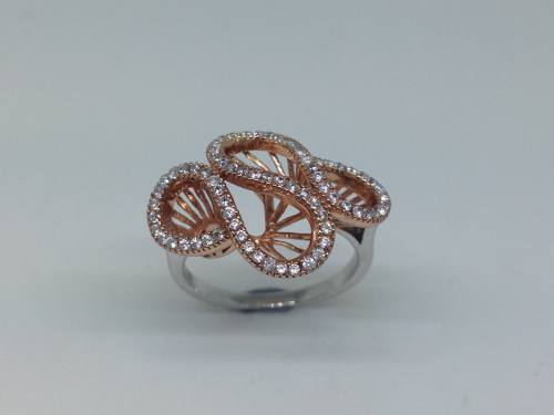 Silver & Rose Gold Plated Ring Size L