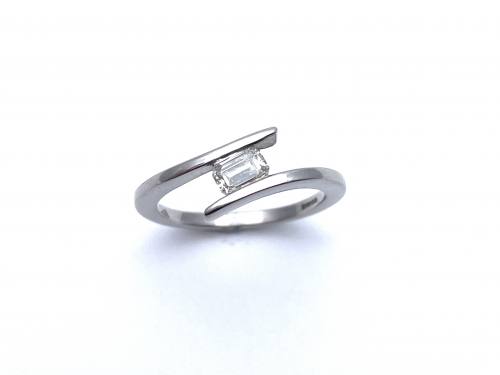 Palladium Emerald Cut Diamond Ring
