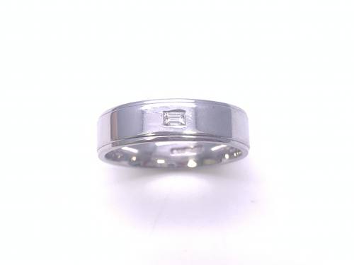 18ct White Gold Diamond Set Wedding Ring 6mm