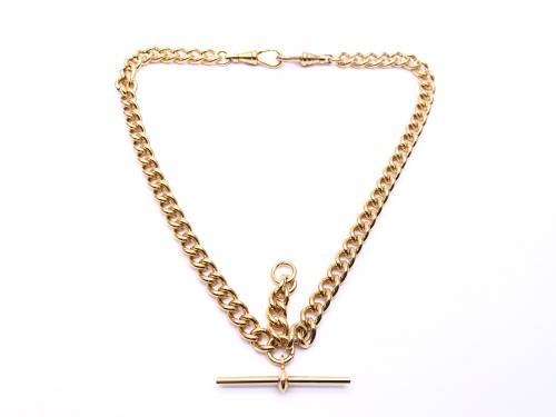 Gold Plated Double Albert Style Chain & T Bar
