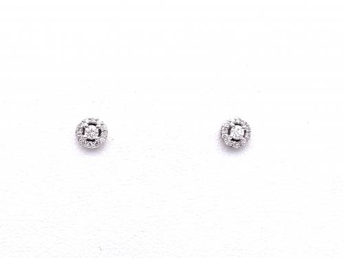 Platinum Diamond Halo Cluster Earrings 0.20ct