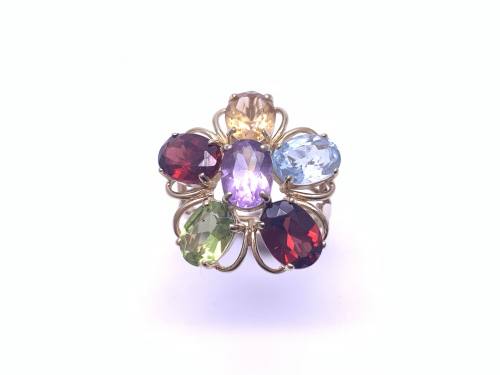 14ct Multi-Stone Flower Cluster Ring