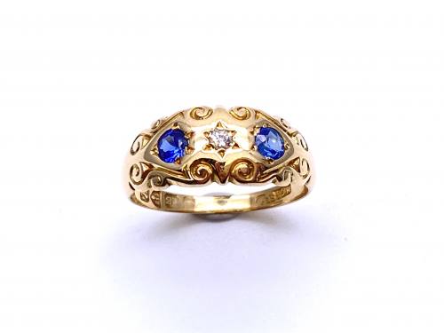 An Old Synthetic Sapphire & Diamond Ring 1911