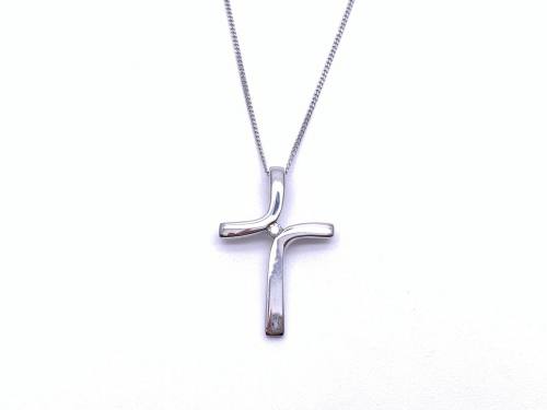 9ct Diamond Cross Pendant & Chain