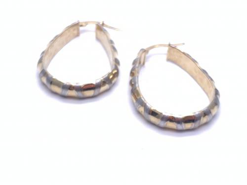 9ct 3 colour Gold Twist Hoops