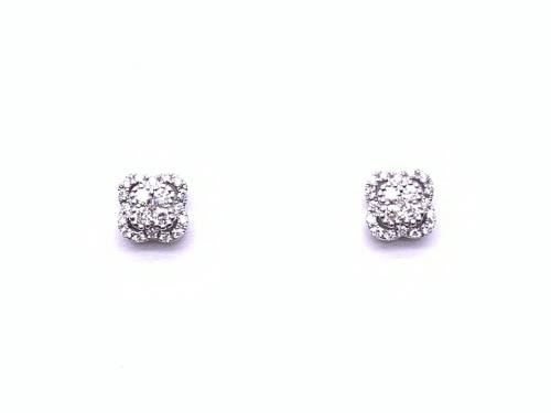 18ct White Gold Diamond Cluster Earrings 0.26ct
